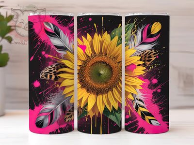 Boho Sunflower 20oz Tumbler Wrap, Teal Floral, Rustic Boho, Western Inspiration, Farmhouse Style, 20oz Tumbler Wrap, Sublimation PNG Sublimation Lara' s Designs 