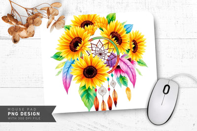 Boho Sunflower Art Mousepad Sublimation Regulrcrative 