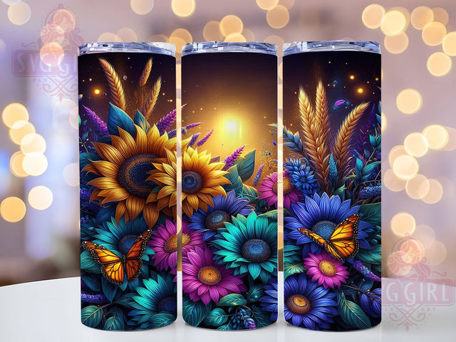 Boho Sunflower Butterfly Tumbler Wrap, Butterfly Tumbler Png, Fall Floral Tumbler, 20oz Skinny Tumbler, Sublimation Download, Autumn Tumbler Design, Boho Floral Tumbler Sublimation SvggirlplusArt 
