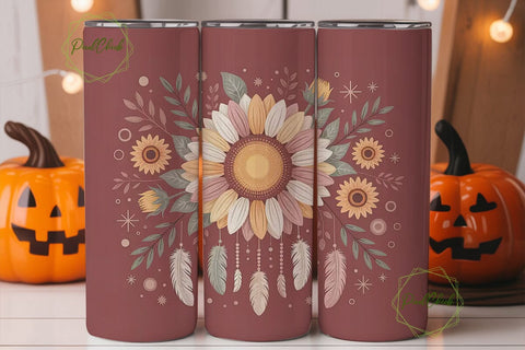 Boho Sunflower Dreamcatcher 20oz Tumbler Sublimation PixelChick 