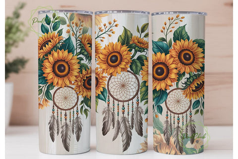 Boho Sunflower Dreamcatcher 20oz Tumbler Sublimation PixelChick 