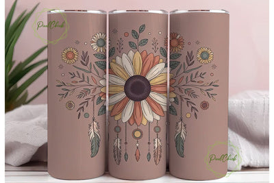 Boho Sunflower Dreamcatcher 20oz Tumbler Sublimation PixelChick 