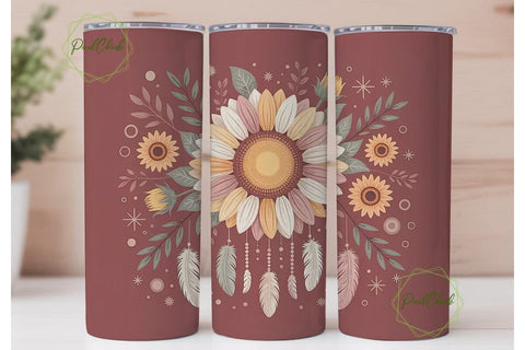 Boho Sunflower Dreamcatcher 20oz Tumbler Sublimation PixelChick 