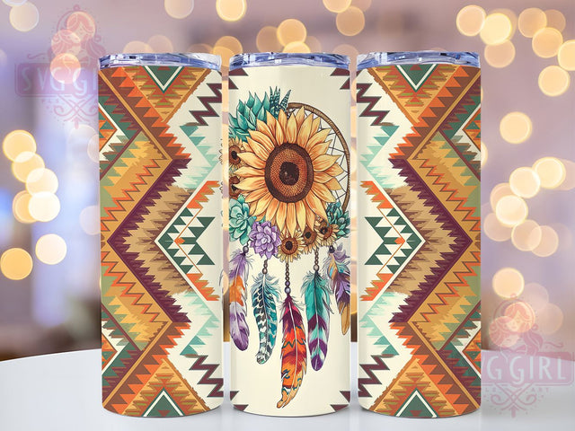 Boho Sunflower Dreamcatcher Tumbler, Dreamcatcher Tumbler Wrap, 20oz Sublimation Tumbler, Floral Boho Tumbler, Sunflower Dreamcatcher Design, Rustic Western Tumbler, Spiritual Tumbler Wrap Sublimation SvggirlplusArt 