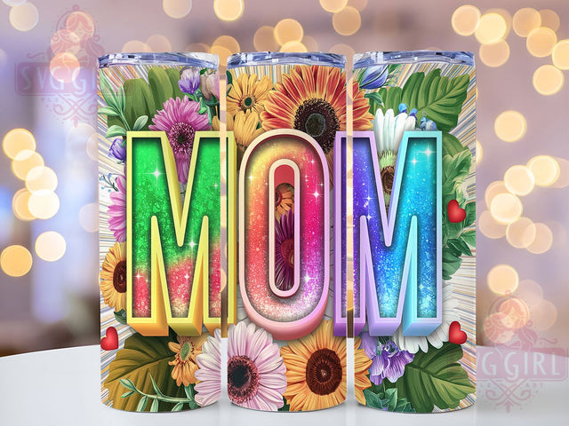 Boho Sunflower Glitter Mom Tumbler, Floral Mom Wrap, Glitter Mom Life, Boho Sunflower Tumbler, Mom Aesthetic Tumbler, Mother's Day Sublimation, Rustic Floral Gift Sublimation SvggirlplusArt 