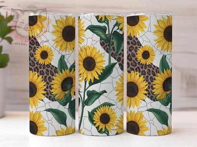 Boho Sunflower Leopard Tumbler Wrap, Leopard Print Sublimation, Seamless Tumbler Design, Yellow Floral Wrap, Animal Print Tumbler, Boho Sunflower Tumbler, Wildflower Leopard Wrap Sublimation Lara' s Designs 