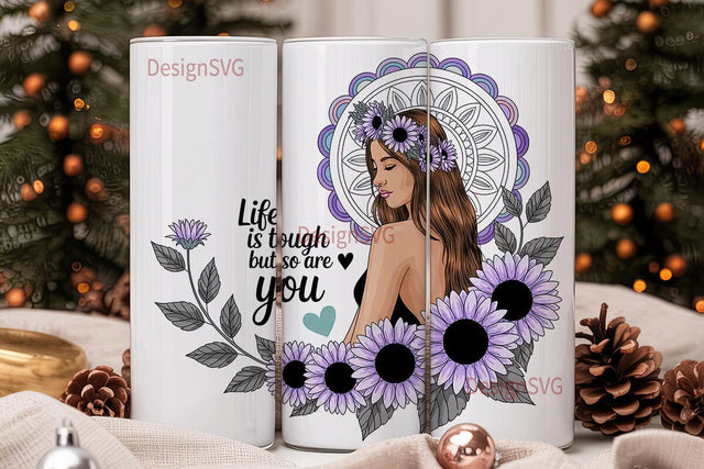 Boho Sunflower Mandala 20oz Tumbler Wrap Sublimation DesignSVG 