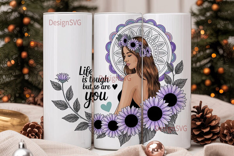 Boho Sunflower Mandala 20oz Tumbler Wrap Sublimation DesignSVG 