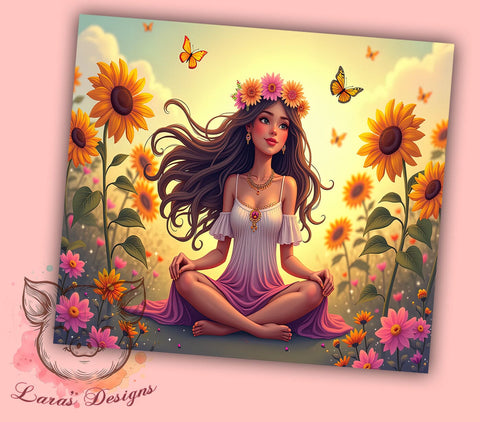 Boho Sunflower Tumbler, Buenas Vibras Design, 20oz Tumbler Wrap, PNG Sublimation, Positive Vibes Drinkware, Floral Tumblers, Inspirational Gifts Sublimation Lara' s Designs 