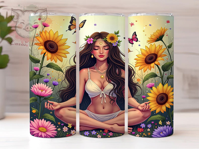 Boho Sunflower Tumbler, Buenas Vibras Design, 20oz Tumbler Wrap, PNG Sublimation, Positive Vibes Drinkware, Floral Tumblers, Inspirational Gifts Sublimation Lara' s Designs 