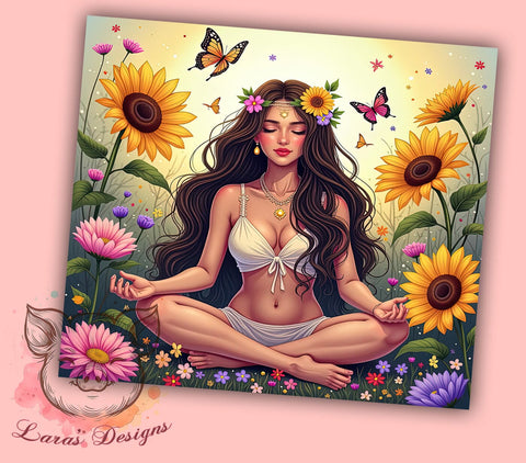 Boho Sunflower Tumbler, Buenas Vibras Design, 20oz Tumbler Wrap, PNG Sublimation, Positive Vibes Drinkware, Floral Tumblers, Inspirational Gifts Sublimation Lara' s Designs 