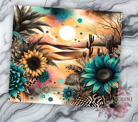 Boho Sunflower Tumbler, Western Sublimation Wrap, 20oz Floral Drinkware, Rustic Sunflower Art, Country Style Tumbler Design, Digital Download, Western Decor Tumbler Sublimation Li Zamperini 