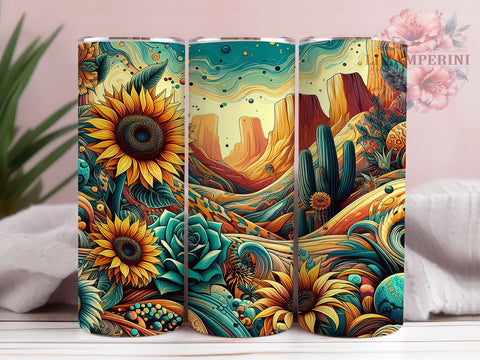 Boho Sunflower Tumbler, Western Sublimation Wrap, 20oz Floral Drinkware, Rustic Sunflower Art, Country Style Tumbler Design, Digital Download, Western Decor Tumbler Sublimation Li Zamperini 