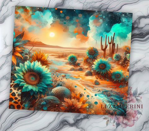 Boho Sunflower Tumbler, Western Sublimation Wrap, 20oz Floral Drinkware, Rustic Sunflower Art, Country Style Tumbler Design, Digital Download, Western Decor Tumbler Sublimation Li Zamperini 