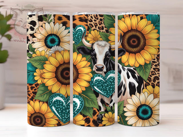 Boho Sunflower Western Style 20oz Tumbler, Western Style, Yellow Sunflowers, Brown Centers, Bold Floral, Skinny Tumbler, Sublimation PNG Sublimation Lara' s Designs 