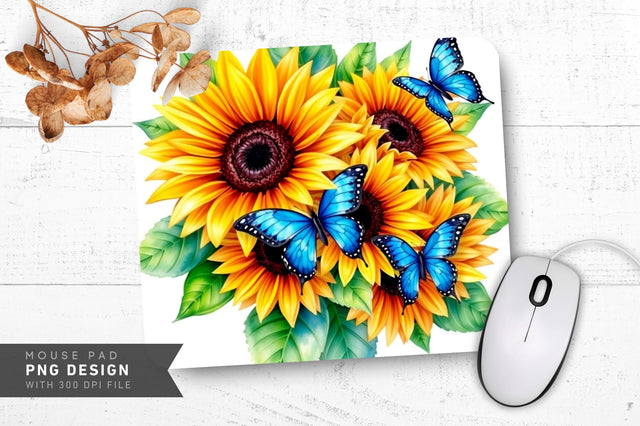 Boho Sunflower Whimsy Mousepad Sublimation Regulrcrative 