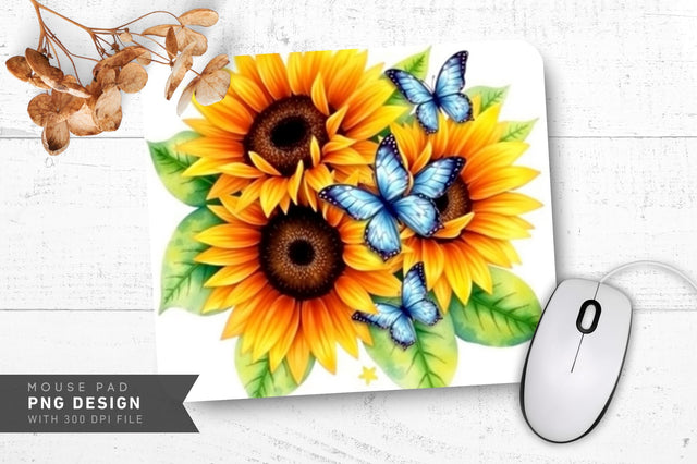 Boho Sunflower Whimsy Mousepad Sublimation Regulrcrative 