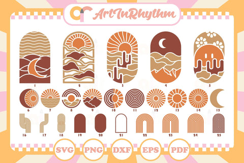 Boho Svg Bundle, Boho Svg, Geometric Boho Wall Arts, Abstract Arts SVG Artinrhythm shop 