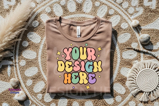 Boho T-shirt Mockup on Fabric and Macramé Art Mock Up Photo Sublimatiz Designs 