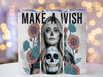 Boho Tattoo Girl Inspirational Tumbler, Make A Wish Tumbler, 20oz Sublimation, Bohemian Girl Cup, Tattoo Art Wrap, Inspirational Tumbler Design, Boho Drinkware Sublimation SvggirlplusArt 