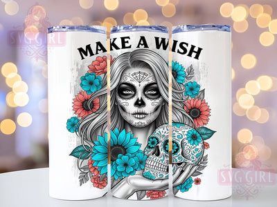 Boho Tattoo Girl Inspirational Tumbler, Make A Wish Tumbler, 20oz Sublimation, Bohemian Girl Cup, Tattoo Art Wrap, Inspirational Tumbler Design, Boho Drinkware Sublimation SvggirlplusArt 