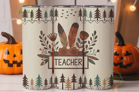 Boho Teacher 20oz Tumbler Wrap Sublimation PixelChick 