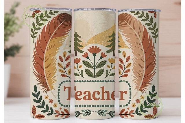Boho Teacher 20oz Tumbler Wrap Sublimation PixelChick 
