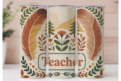 Boho Teacher 20oz Tumbler Wrap Sublimation PixelChick 