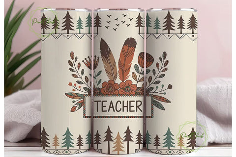 Boho Teacher 20oz Tumbler Wrap Sublimation PixelChick 