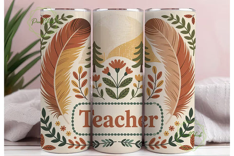 Boho Teacher 20oz Tumbler Wrap Sublimation PixelChick 
