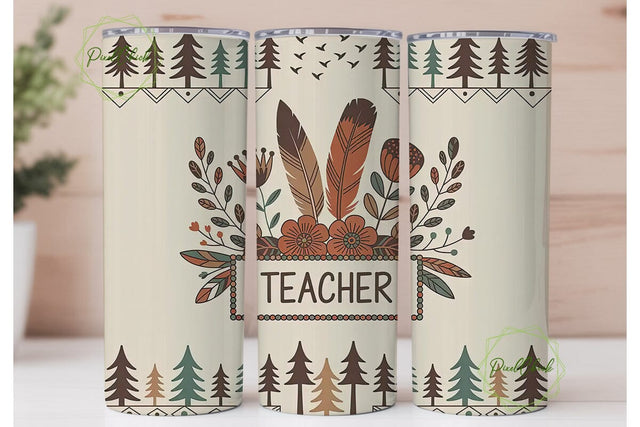 Boho Teacher 20oz Tumbler Wrap Sublimation PixelChick 