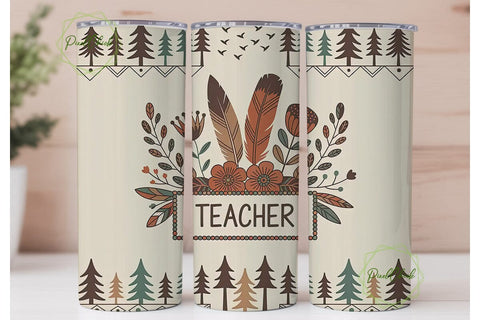 Boho Teacher 20oz Tumbler Wrap Sublimation PixelChick 