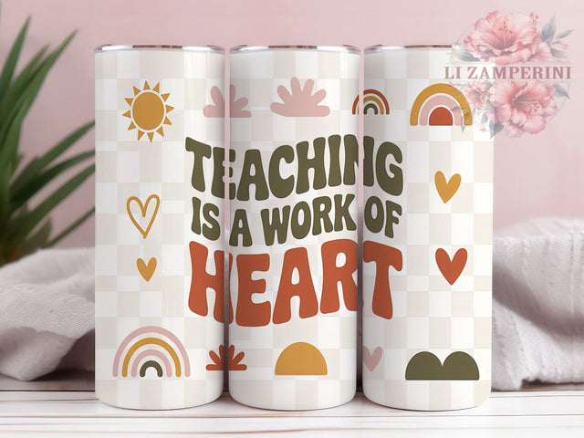 Boho Teacher Quote Tumbler Wrap Gift, Retro Education, Teaching Quote Art, Bohemian Design, Sublimation Template, 20oz Tumbler Wrap, Teacher Quote Gift Sublimation Li Zamperini 