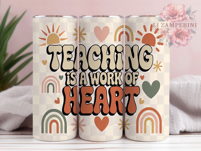 Boho Teacher Quote Tumbler Wrap Gift, Retro Education, Teaching Quote Art, Bohemian Design, Sublimation Template, 20oz Tumbler Wrap, Teacher Quote Gift Sublimation Li Zamperini 