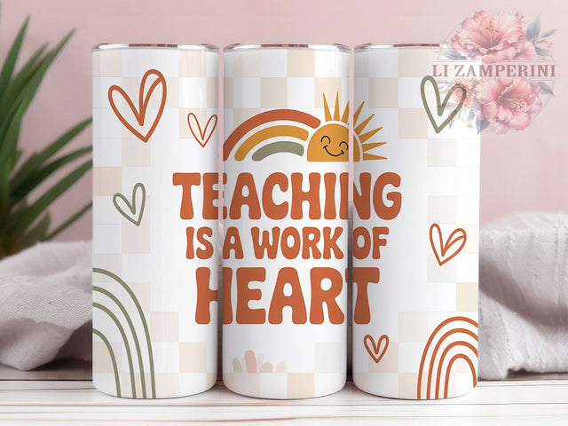 Boho Teacher Quote Tumbler Wrap Gift, Retro Education, Teaching Quote Art, Bohemian Design, Sublimation Template, 20oz Tumbler Wrap, Teacher Quote Gift Sublimation Li Zamperini 