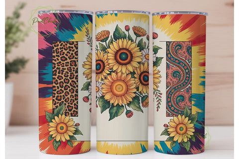Boho Tie-Dye Sunflower 20oz Tumbler Wrap Sublimation PixelChick 