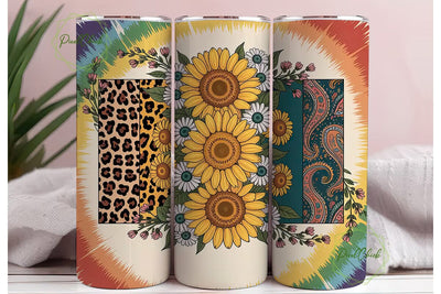 Boho Tie-Dye Sunflower 20oz Tumbler Wrap Sublimation PixelChick 