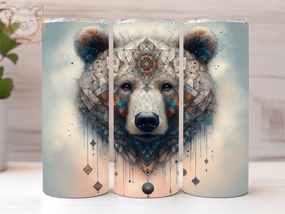 Boho Tribal Bear 20oz Tumbler Png, Straight & Tapered Tumbler Png, Bear Tumbler Png, Digital Download PNG Sublimation Lara' s Designs 