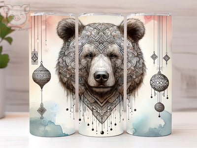 Boho Tribal Bear 20oz Tumbler Png, Straight & Tapered Tumbler Png, Bear Tumbler Png, Digital Download PNG Sublimation Lara' s Designs 