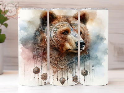Boho Tribal Bear 20oz Tumbler Png, Straight & Tapered Tumbler Png, Bear Tumbler Png, Digital Download PNG Sublimation Lara' s Designs 