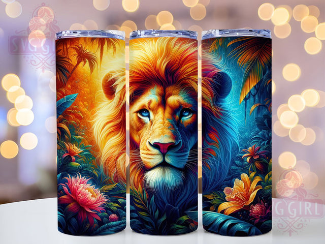 Boho Tribal Lion Safari Wild Tumbler, Wild Animal Tumbler, Tribal Lion Tumbler, Bohemian Tumbler, Safari Tumbler, 20oz Sublimation Wrap, Nature Art Tumbler Sublimation SvggirlplusArt 