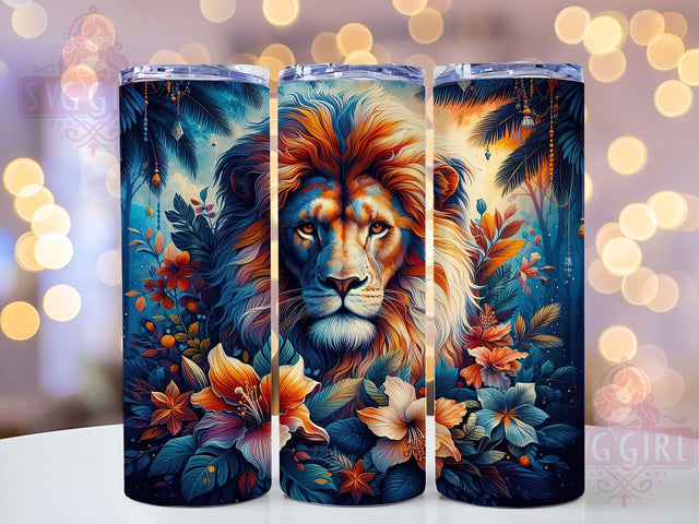 Boho Tribal Lion Safari Wild Tumbler, Wild Animal Tumbler, Tribal Lion Tumbler, Bohemian Tumbler, Safari Tumbler, 20oz Sublimation Wrap, Nature Art Tumbler Sublimation SvggirlplusArt 