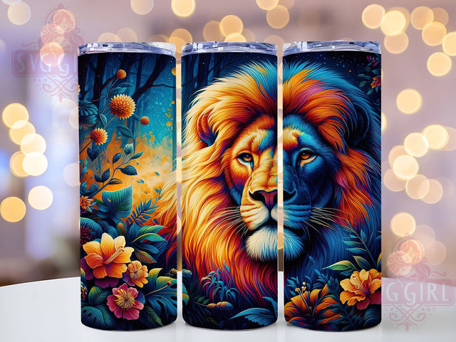 Boho Tribal Lion Safari Wild Tumbler, Wild Animal Tumbler, Tribal Lion Tumbler, Bohemian Tumbler, Safari Tumbler, 20oz Sublimation Wrap, Nature Art Tumbler Sublimation SvggirlplusArt 