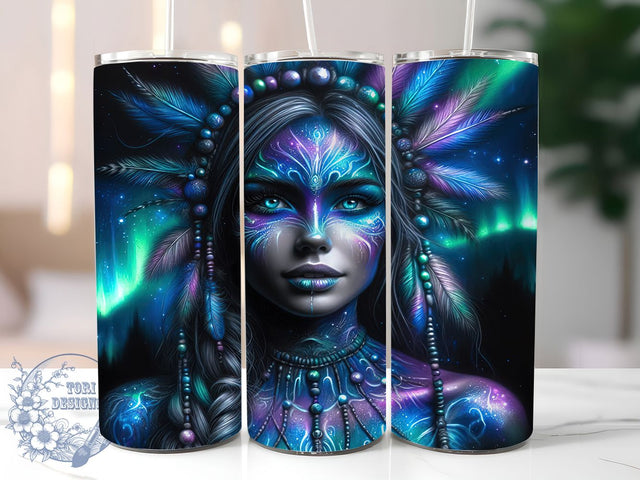 Boho Tribal Princess Tumbler Wrap, Boho Tribal Sublimation, Ethnic Pattern Drinkware, 20oz Skinny Tumbler Wrap, Native Inspired Design, Cultural Princess Wrap, Geometric Tribal Tumbler Sublimation ToriDesigns 