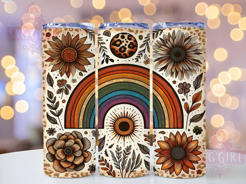 Boho Tumbler, Leopard Print, Rainbow Drinkware, 20oz Sublimation, PNG Design, Colorful Tumbler, Animal Print Gift, Trendy Drinkware Sublimation SvggirlplusArt 