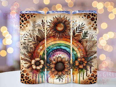 Boho Tumbler, Leopard Print, Rainbow Drinkware, 20oz Sublimation, PNG Design, Colorful Tumbler, Animal Print Gift, Trendy Drinkware Sublimation SvggirlplusArt 