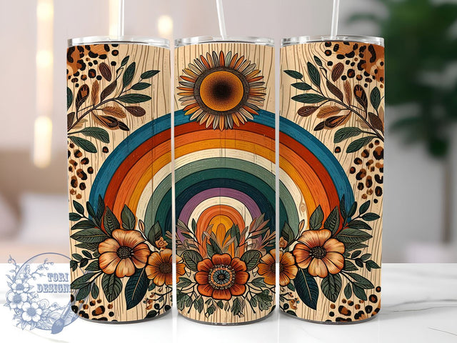 Boho Tumbler, Leopard Print, Western Decor, Rainbow Tumbler, 20oz Tumbler, Sublimation Design, Cowgirl Gift, Colorful Mug Sublimation ToriDesigns 