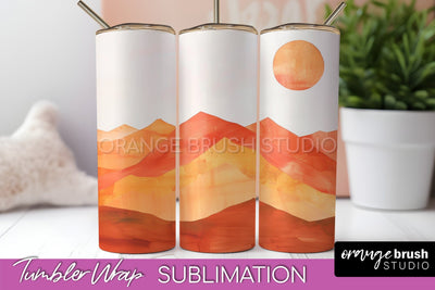Boho Tumbler Wrap, Minimalist Landscape Tumbler Sublimation Sublimation OrangeBrushStudio 