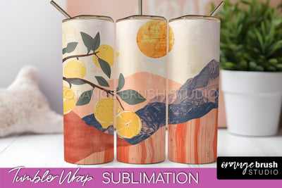 Boho Tumbler Wrap, Minimalist Landscape Tumbler Sublimation Sublimation OrangeBrushStudio 
