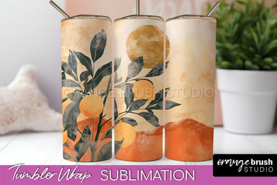Boho Tumbler Wrap, Minimalist Landscape Tumbler Sublimation Sublimation OrangeBrushStudio 